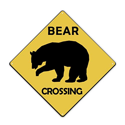 Panneau Caution Beware of Bear Crossing Zone rustique extérieur