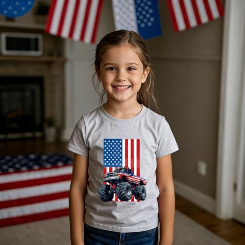 Image of Toddler Boys Girls 4th of July Short Sleeve Shirt - Kids Patriotic American Flag Memorial Day USA Tops 2-7T