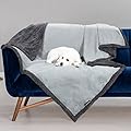 Pawsee Waterproof Dog Blanket, Pet Puppy Cat Fleece Sherpa Sofa Throw Blanket Cushion Mat for Bed Car Seat Furniture Protector Cover Medium 125 x 75 cm Grey