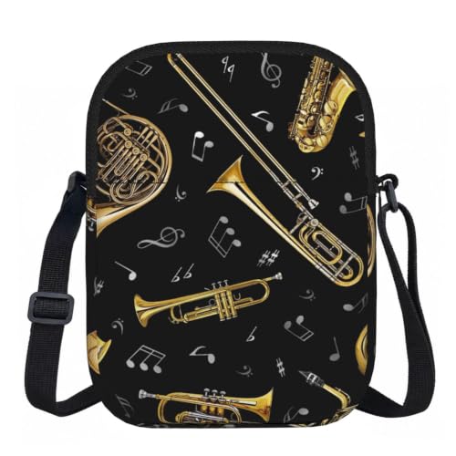 DOPKLNA Instrumentos musicales (impresión clásica), Bolsos cruzados con cremallera, bolsos de hombro informales para mujeres y hombres.