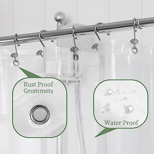 Image of Mrs Awesome Clear Shower Curtain Liner with 6 Magnets, Waterproof PEVA Plastic Shower Curtain for Bathroom Standard Size 72 Inch, Clear