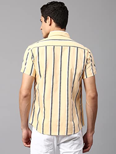 Image of Dennis Lingo Men's Pink Slim Fit Cotton Casual Shirt