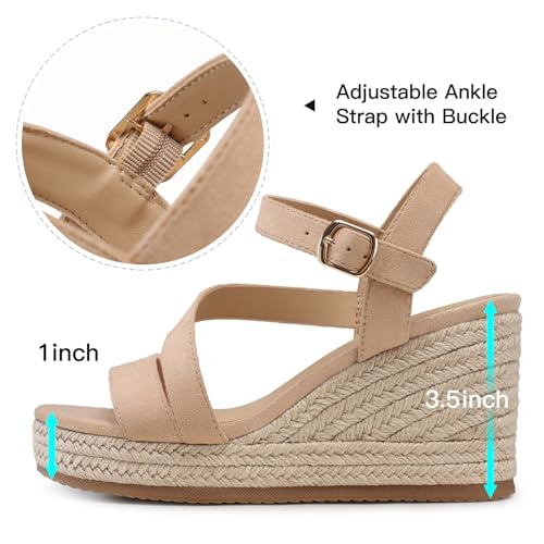 TEMOFON Wedge Sandals for Women Platform: Espadrille Ankle Strap Buckle Wedge - Comfortable Dressy Summer Womens Sandals2