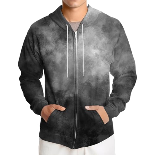 Ymosrh Men's Hoodies, Tie Dye Print Long Sleeve Zip Up Hooded Sweatshirt Pullover with Pocket, M-3XL4