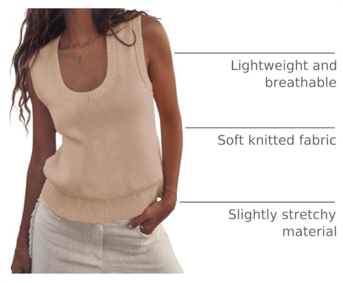 Image of Saodimallsu Women's Ribbed Knit Sweater Vest | Fashion U Neck,Pullover, Boho,Casual Knit,Beach Vacation Outfits