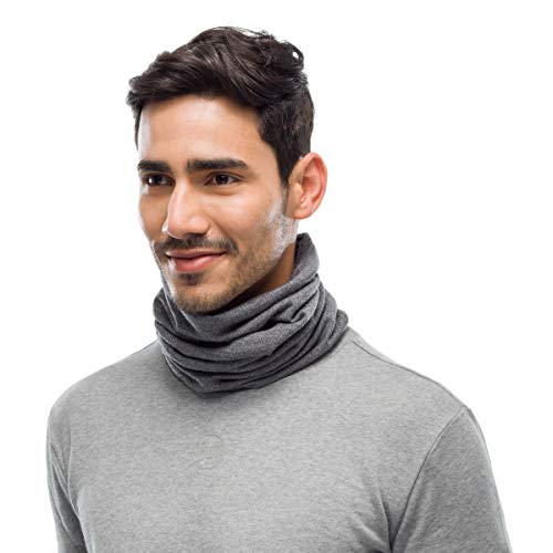 Buff Midweight Merino Wool Neck Gaiter, 100% Ethically Sourced Wool, Versatile, Temperature Regulating Face Mask, Light Grey Mela, Adult Size