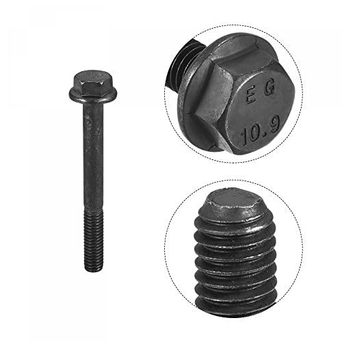 Image of uxcell Metric M6x55mm Hex Flange Bolts, 5pcs 10.9 Grade Carbon Steel Hexagon Head Screws