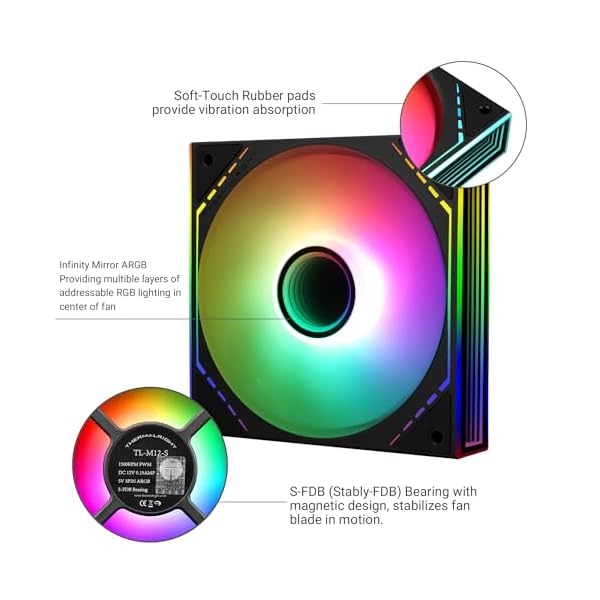 Thermalright TL-M12-S ARGB Mirror Light 120mm PWM Silent CPU Cooler Fan for Case and CPU Cooling - Image 5