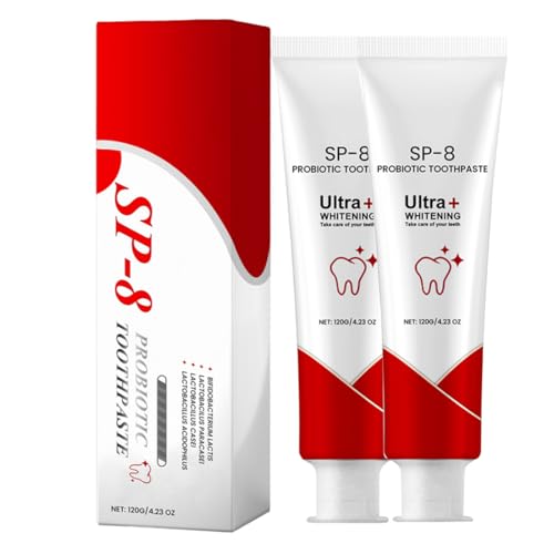 OIXEY 2 Piezas Sp-8 Pasta De Dientes Blanqueadora Con 8 Probióticos, Pasta Dental Para Blanquear, Cuidar Y Fortalecer Esmalte Para Una Sonrisa Saludable Y Radiante,120G(B)