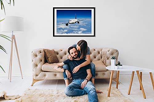 Affiche peinture avion grand format cadre 70x50 cm bois de qualité - 3