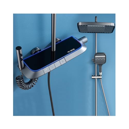 Ensemble de robinet de douche gris anti-brûlure à écran digital