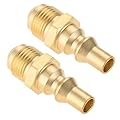 Hicello 2pcs 3/8" Male Flare to 1/4" Quick Connect Plug Brass Natural Gas Quick Connect Fitting Universal for RV Gas Supply, Heater, Grill Fire Pit Propane Extension Hose Hook Connecting Gas Appliance
