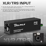P2 USB C Amplificateur de moniteur d'oreille portable, ampli casque avec XLR et TRS Entrée 3.5mm Sortie, amplificateur casque avec interrupteur stéréo/mono pour clavier, drummers, guitare (Single Channel-Black)