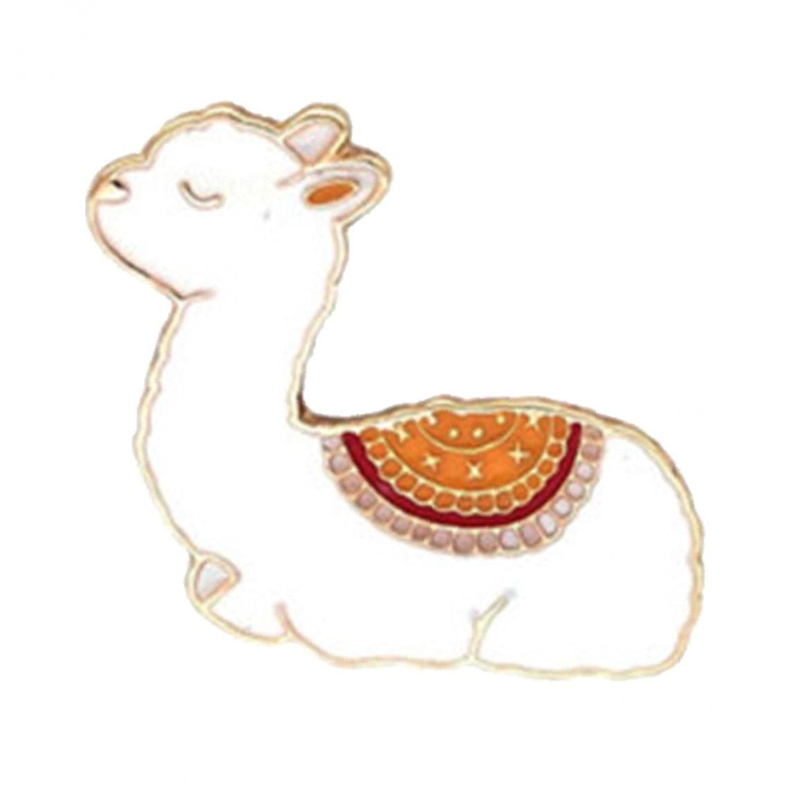 Tossper Women's Yellow Cartoon Baby Llama Metal Brooch Cute Alpaca Pins Clothes Animal Badge Lapel Pin For Men