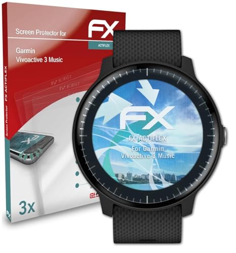 atFoliX Screen Protector compatible with Garmin Vivoactive 3 Music Protector Film, ultra clear and flexible FX Screen Protection Film (3X)