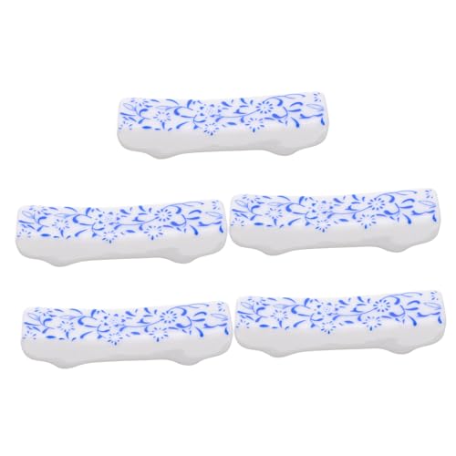 LIFKOME 5 Piezas Soportes para Palillos de Azul de Porcelana Qinghua de Lavables Descansa Palillos para Cocina Restaurante y Hotel Resistente y Seguro para Lavavajillas