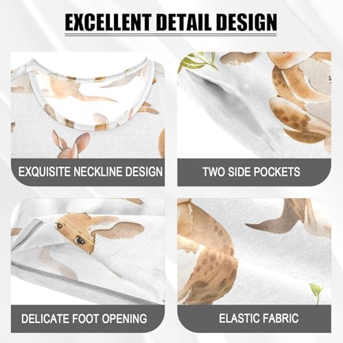 ALAZA Cartoon Kangaroo Pajamas Short Sleeve 2 Piece Sleepwear Top and Bottom Pajama Set Unisex4