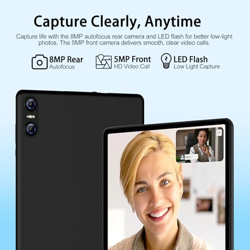 Image of 2026 Android 15 Tablet with Keyboard, 10.1 Inch Tablets FHD Display 30GB RAM 64GB ROM 1TB Expand, Octa-Core 2.0GHz, Widevine L1, 6000mAh Battery, 5G WiFi & GPS, Gemini AI, 2-in-1 Tableta PC - Black
