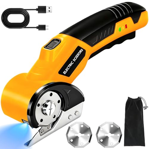Cordless Electric Rotary Scissors in use