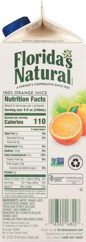 Florida's Natural, Orange Juice No Pulp Plus Calcium, 52 Fl Oz
