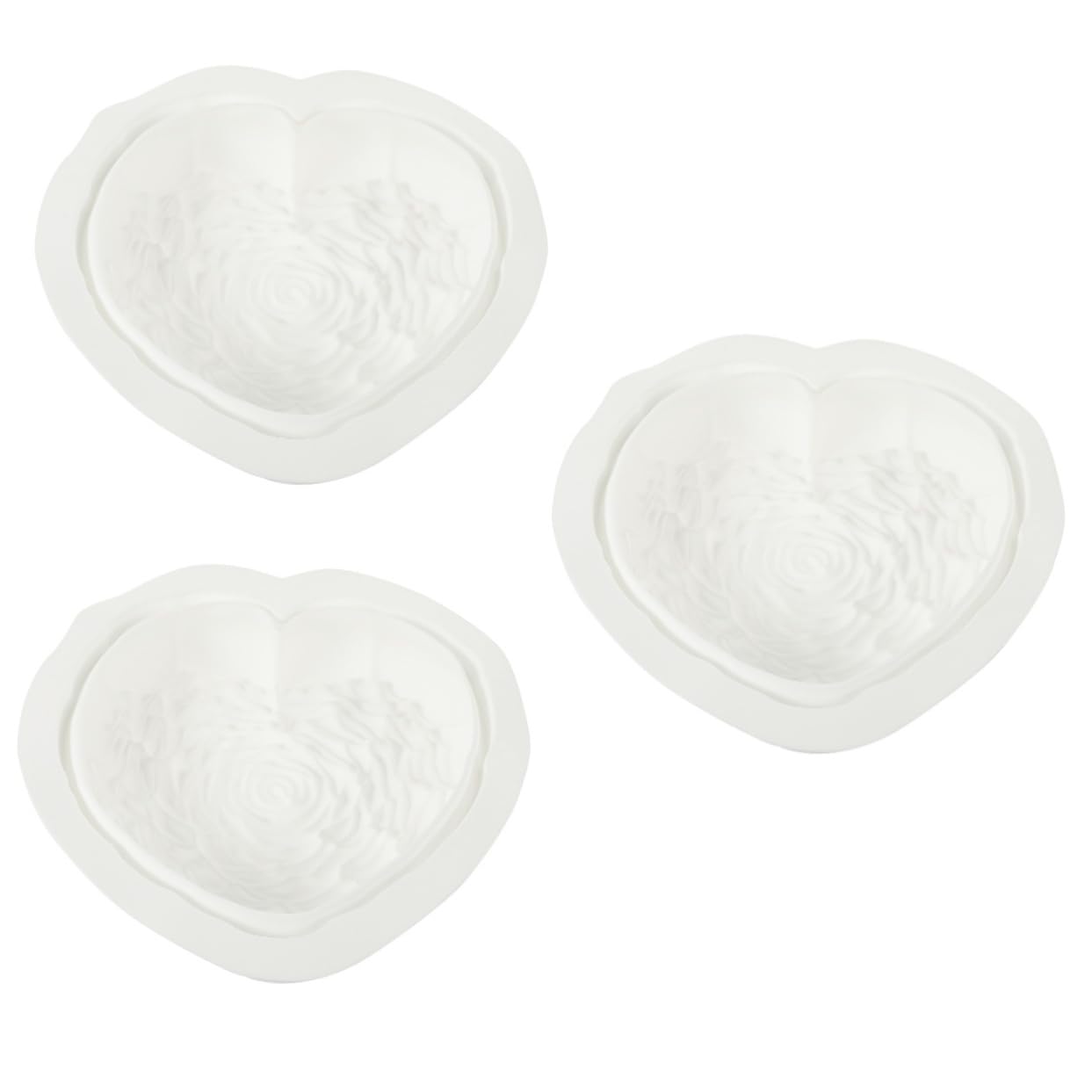 ULTECHNOVO 3 Pièces moule rose d'amour moules en forme de cœur moule à cake coeur d'amour moule à chocolat Outil de cuisson moule à gâteau en silicone Gel de silice blanche
