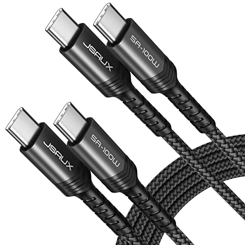 JSAUX 100W USB C to USB C Cable for iPhone 17, USBC Type C Charge Cord 5A Fast Charging Compatible with iPhone 17 Air 16 15 Pro Max Samsung Galaxy S25 S24 MacBook iPad Carplay (2-Pack, 6.6ft) Black