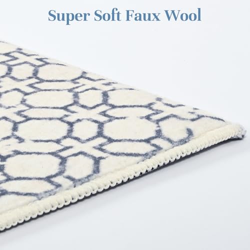 Tapete de área 5×7 suave para sala, color azul y blanco miniatura 5