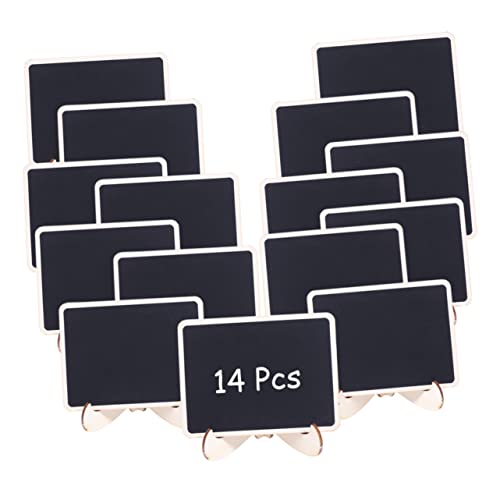ERINGOGO 14pcs Mini Chalkboards Erasable Signs for Wedding Party Restaurant Wood Trim Square Shape