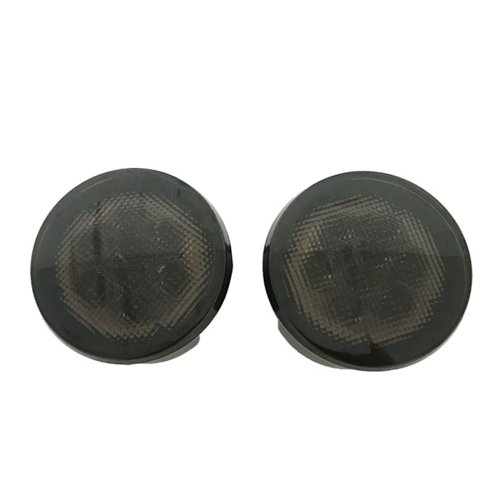 Riloer LED Amber White Turn Signal Lamp, 1 Pair Front Center Grille Light, Compatible with Jeep Wrangler Jku Jk 2007-2018, Smoke Lens & Ring DRL