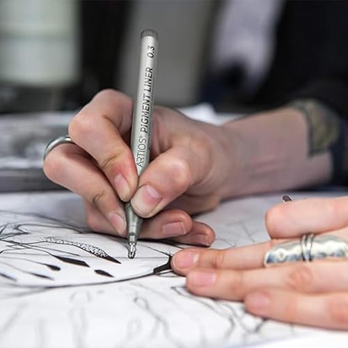 Image of ARTIOS Premium Fineliner Pens - Set of 9 Black Micro Pens (0.05mm to 0.8mm) | Fine Liners for Writing, Drawing, Sketching & Mandala Art | Archival Quality Ink - Waterproof, Fade-Proof, Smudge-Proof