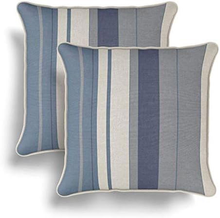 IT IDEAL TEXTILES Set of 2 Pink Striped Cushion Covers, Pair of Blush Stripe Design Cotton Cushion Covers, Luxury Piped Trim Cushion Cases, Sofa Chair Throw Pillow Cases, 17" x 17", 43cm x 43cm