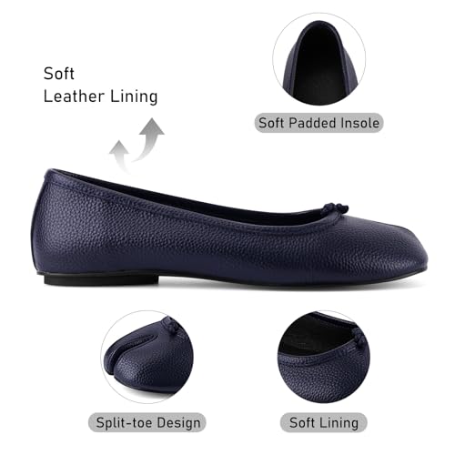 Image of VBDB Tabi Ballet Flats Shoes for Women Rounde Toe Wide Width Split Toe Low Heel Comfortable Flats Shoes
