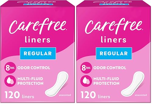 Carefree Panty Liners, 120ct, Pack of 2 | Regular | Unwrapped | Unscented