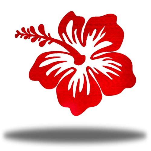 Riverside Designs Hibiscus Flower Garden Metal Wall Art - Made in USA - Multiple Colors and Sizes (Red, 18 L x 15.25 W)