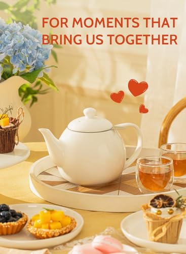 Image of Sweese Teapots for Tea, 27 oz Porcelain Tea pot with Removable Stainless Steel Infuser, Tea Pots for Loose Tea - White