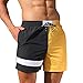 Mens Summer Fashion Swim Trunk Shorts Boys Novetly Patchwork Letter Printed Drawstring Quick Dry Beach Shorts Yellow