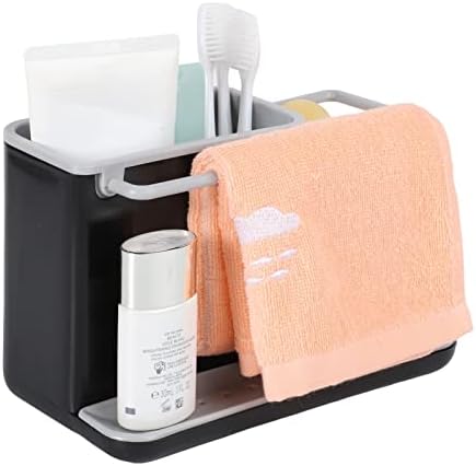 Medo Kitchen Sink Storage Box, Kitchen Multifunctional sink caddy Removable and Easy-to-Clean kitchen sink organiser (Black Grey)