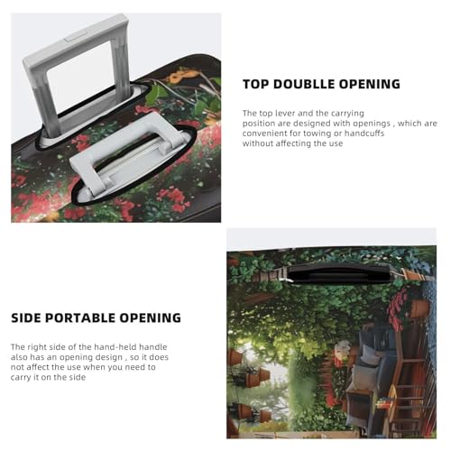 Charming Garden Patio Print Luggage Cover For Suitcase,Washable Elastic Travel Suitcase Protector With Zipper Closure And Bottom Buckle – Fits 18-32" Luggage-Small3