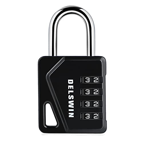 Delswin Padlock Combination Locker Lock - Heavy Duty 4 Digit Gym Lock With Tag - Resettable & Weatherproof Combo Lock - Combination Lock For Outdoor Fence, School, Toolbox, Hasp Storage (Pack Of 1) #TOP22