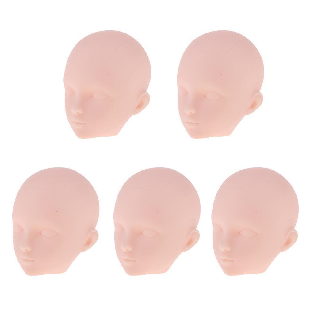 LIXSAZSE 5PCS Delicate Skin Tone Doll Heads for 1/6 Dolls Practicing Makeup Head Male Sculpt