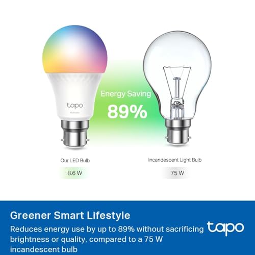 Tapo L535B Smart Bulb, B22 Colour Changing Light Bulb, Alexa Light Bulbs, LED Light Bulb,Energy Monitoring, 8.6W Smart Light Bulb, Dimmable, Voice Control with Apple HomeKit, Alexa and Google - Image 4