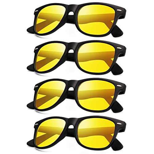 Sunglasses Womens Men - Fashion Trendy Driving Fishing Lens Sun glasses 100% UV Blocking UV400 Protection（yellow*4）