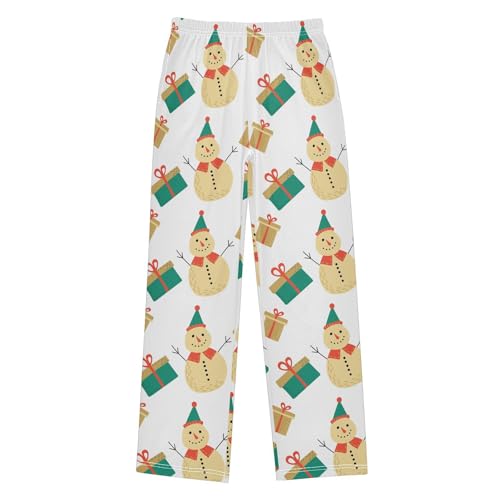 Boys' Pants Christmas Snowmen Gift Long Bottoms Jogger Pants Elastic Waist Trousers with Pockets S-XL