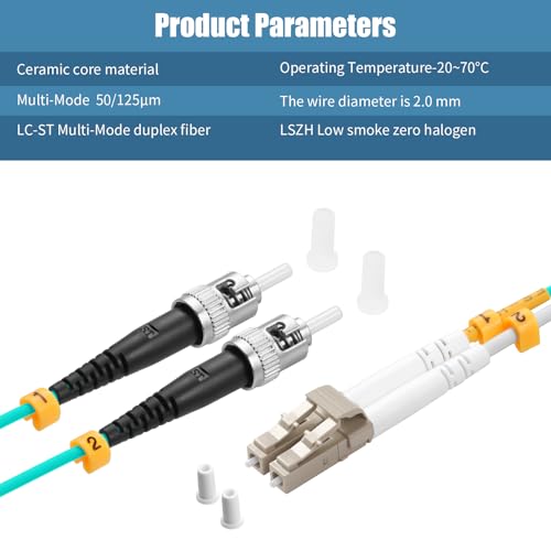 Image of Fibergaga-OM3 LC to ST Multi-Mode Fiber Patch Cable,Duplex 50 /125m 10G /40G OD-2.0mm Fiber Optic Jumper Optical Patch Cord LSZH -30M(98ft)