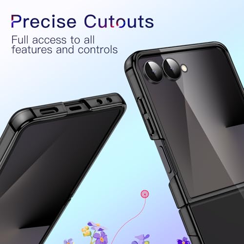 Image of JETech Case for Samsung Galaxy Z Flip 7 2025, Crystal Transparent Hard PC Shell, Anti-Scratch Shockproof Slim Protective Phone Cover (Black)
