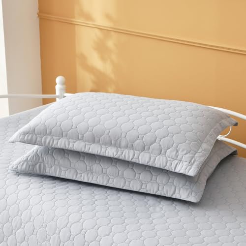 Image of 3 Piece Grey Daybed Cover Twin Size Cozy Daybed Sets Bedding Double Sided Quilting Cover Set Geometric Print Bedspread Coverlet All Season for Twin Bed with 2 Standard Shams,39 inchx75 inch