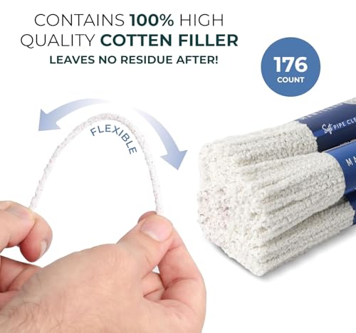 Mantello Pipe Cleaners (176 Pack- Soft Bristle) - 6 Inch, 100% Cotton, Steel Wire Pipe Cleaners for Pipe Smoking- Pipe Cleaners Bulk for Glass Tobacco Pipe, White Pipe Cleaners Craft Supplies - Image 5