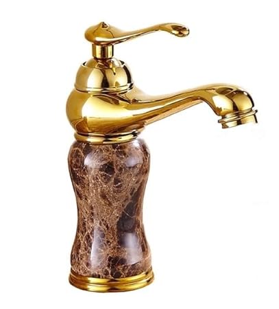 Premium Single Lever Basin Mixer with 2 Braided Pipes (Emperador Petite)