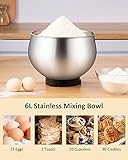 Küchenmaschine Knetmaschine 6L, 1000W Reduzierte Geräusche Knetmaschine mit Rührbesen, Knethaken, Schlagbesen, Spritzschutz, 6+P Geschwindigkeit mit Edelstahlschüssel Teigmaschin (Rot) - 8