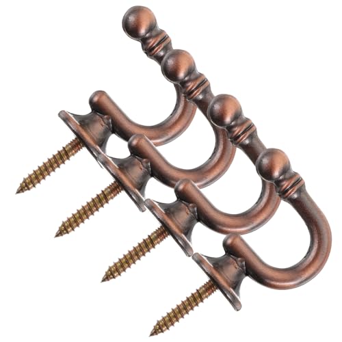 iplusmile Gancho para Cortina De Pared Redondo De Zinc De Aleación Rojo Cobre, Soporte Robusto para Sujetar Cortinas, Set De 4 Piezas, Adecuado para Decoración y Organización del Hogar